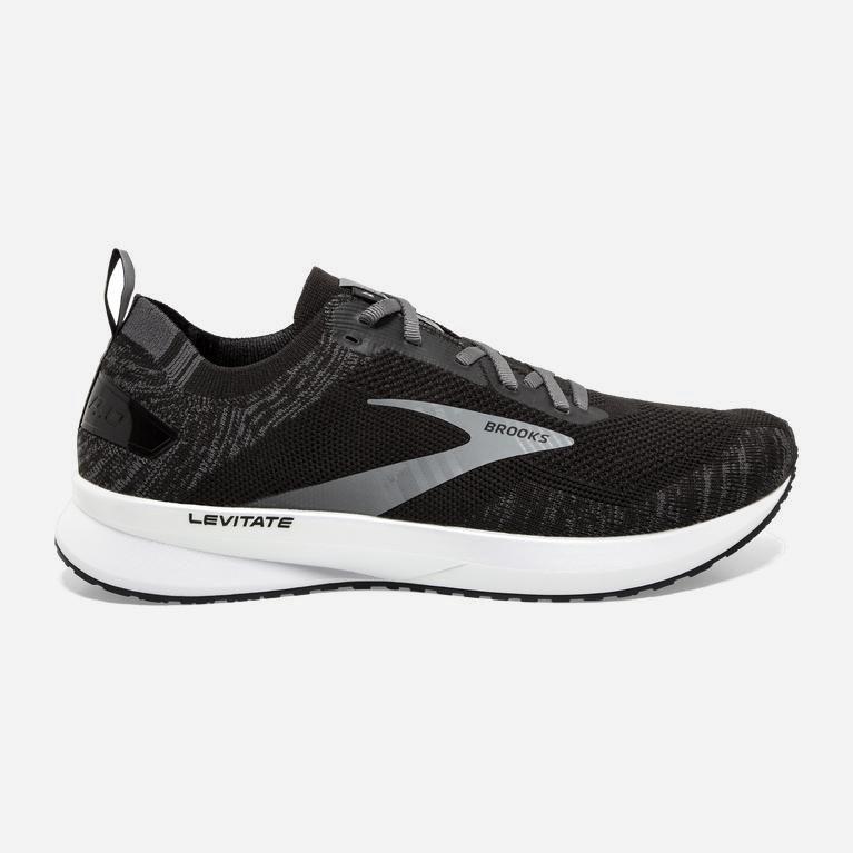 Tenis Brooks Levitate 4 - Zapatillas Para Correr En Asfalto Hombre - Negras / Blancas (GXCP-02478)